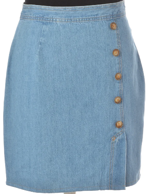 Label Pencil Shape Denim Skirt