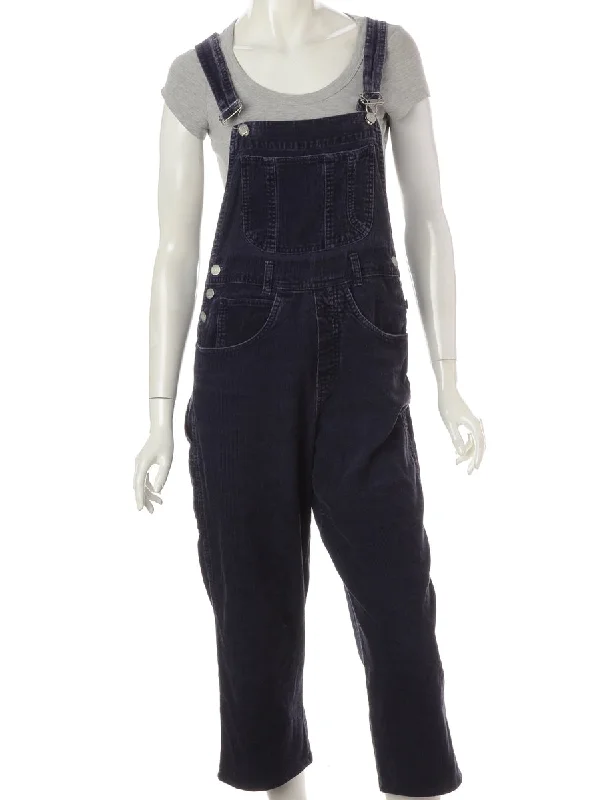 Label Pinafore Cropped Dungarees