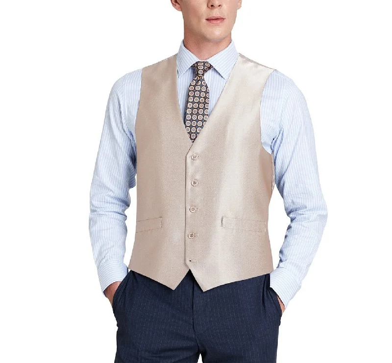 Alessandro Vitello by Renoir Beige Formal Regular Fit Suit Vest Sharkskin Waistcoat 207-3