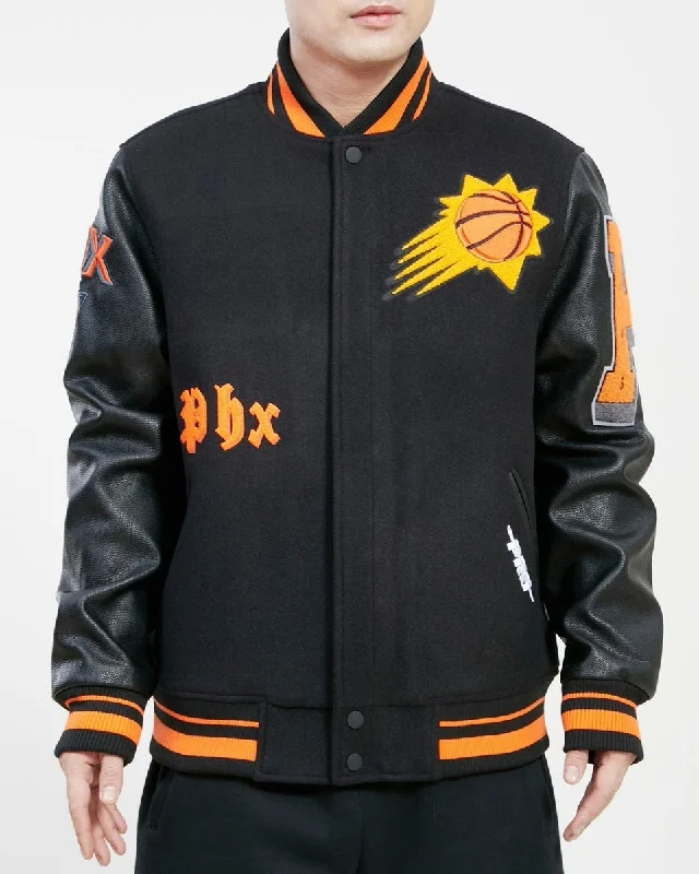 NBA PHOENIX SUNS OLD ENGLISH LOGO MEN'S VARSITY JACKET (BLACK)