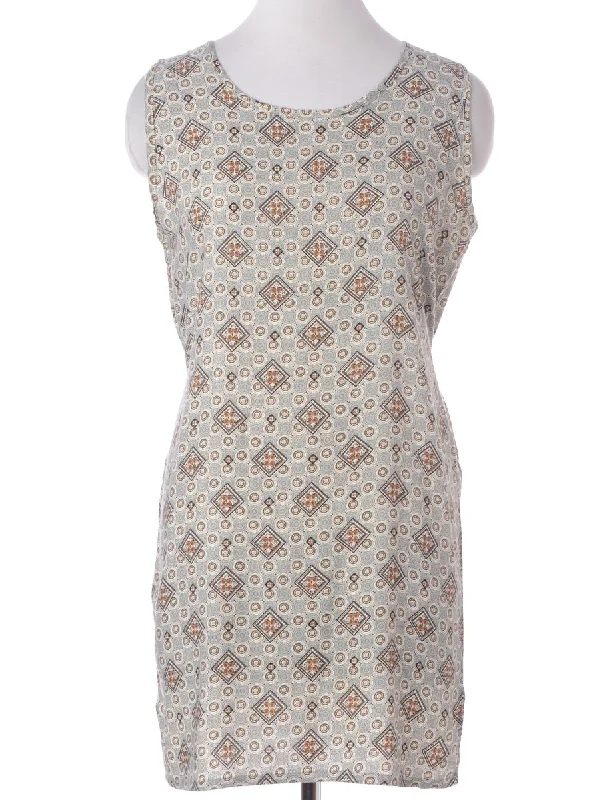 Label Patterned Short Dress