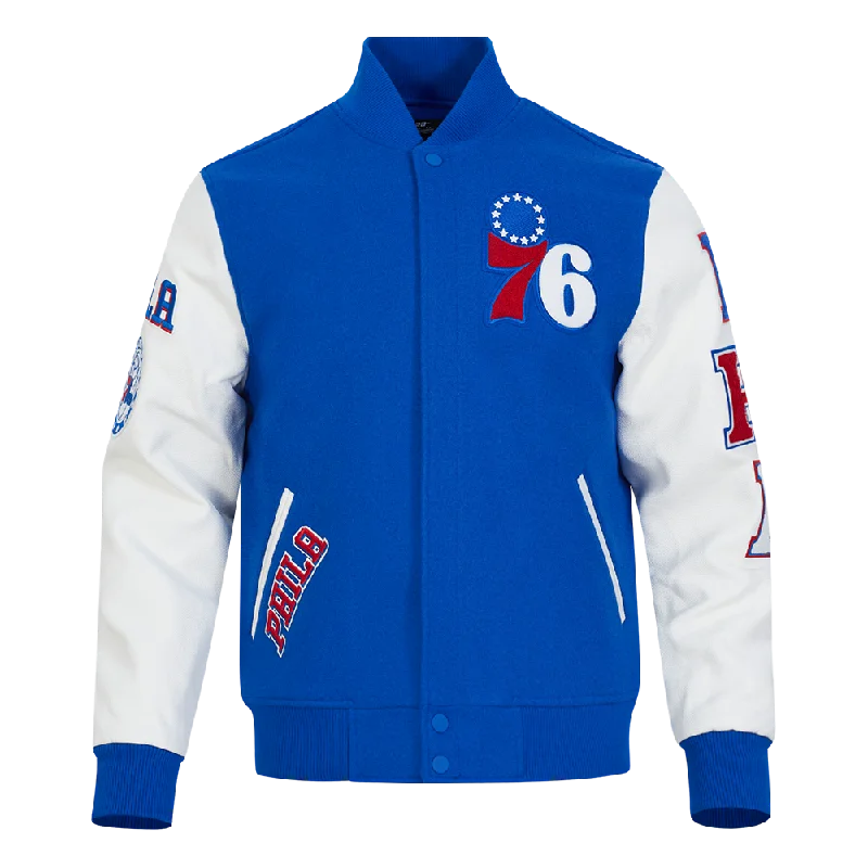 NBA PHILADELPHIA 76ERS CLASSIC WOOL MEN'S VARSITY JACKET (ROYAL/WHITE)