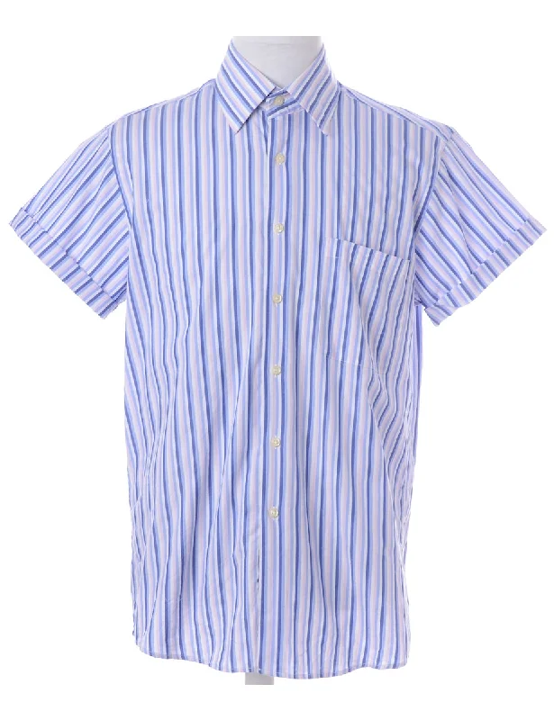 Label Scott Roll Sleeve Stripy Shirt - XL