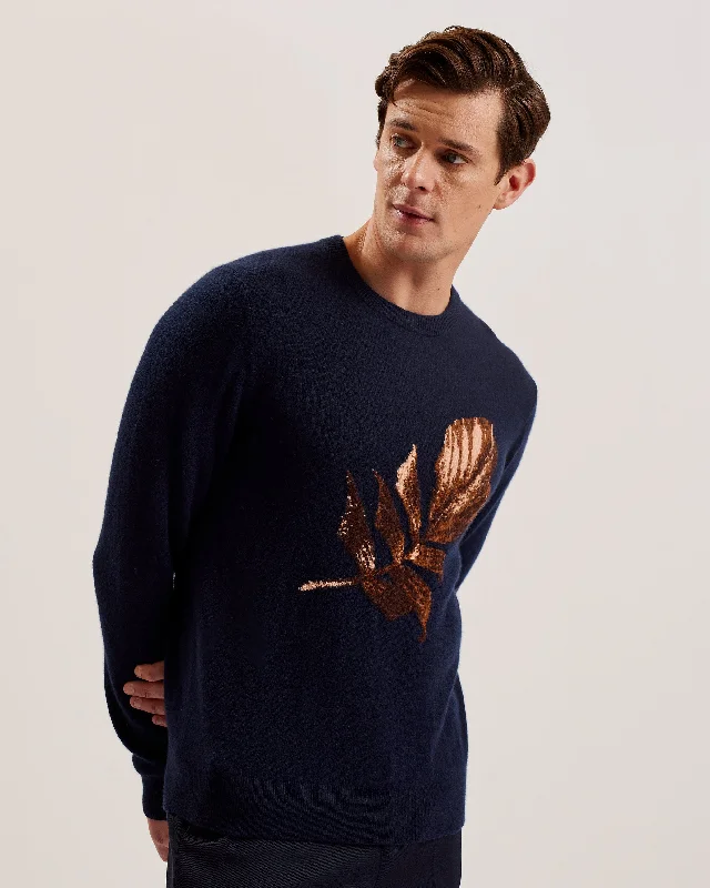 Atesy Ls Regular Cashmere Crew Neck Navy