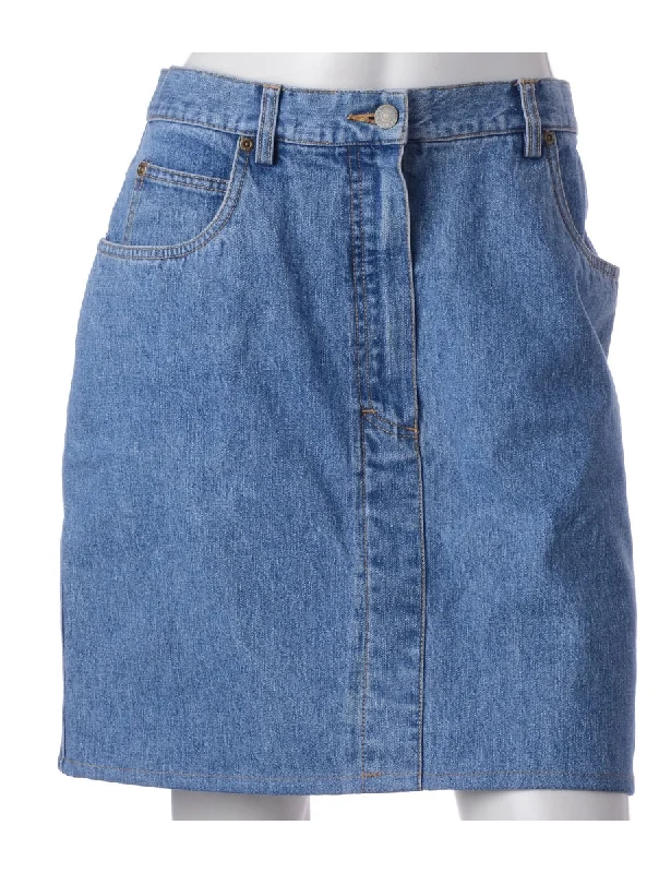 Label Short Denim Skirt