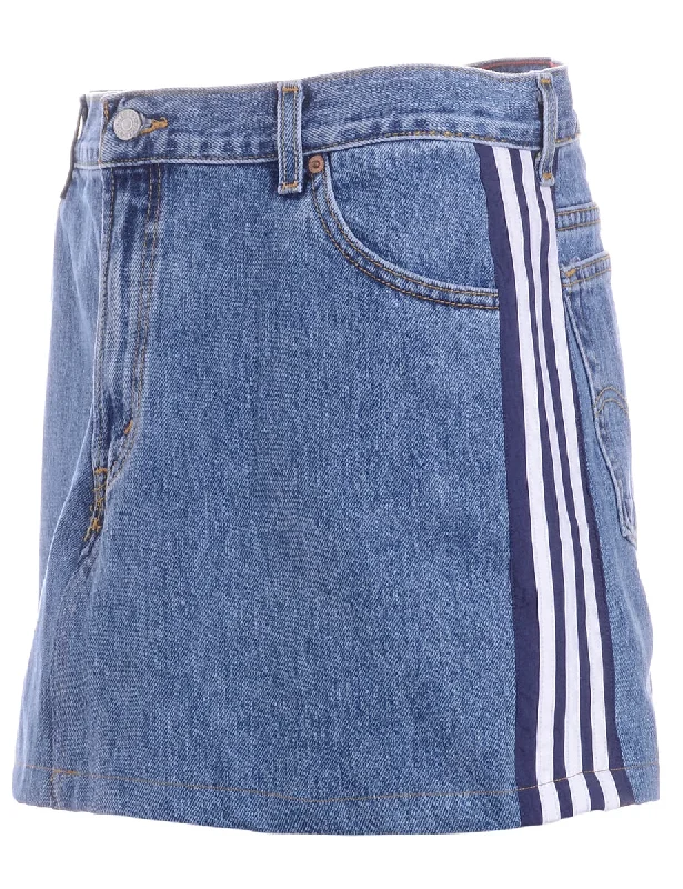 Label Steph Branded Stripe Denim Skirt