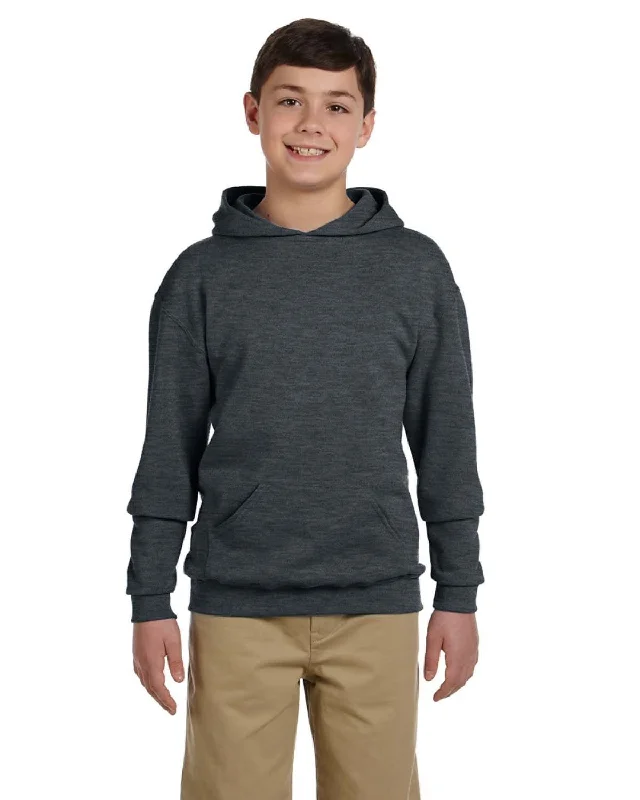 Jerzees Youth 50/50 Fleece Hooded Sweatshirt | Black Heather