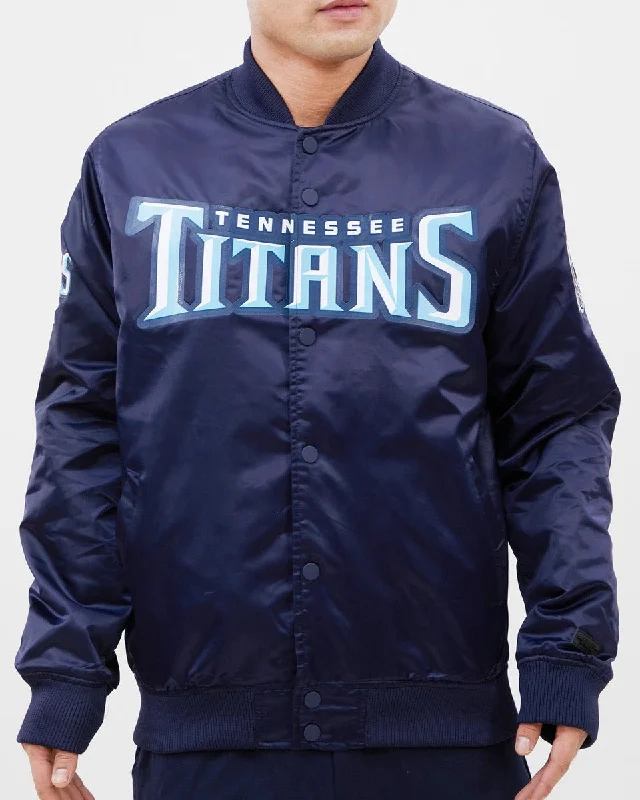 NFL TENNESSEE TIATANS TEAM BIG LOGO MEN'S SATIN JACKET (MIDNIGHT NAVY)