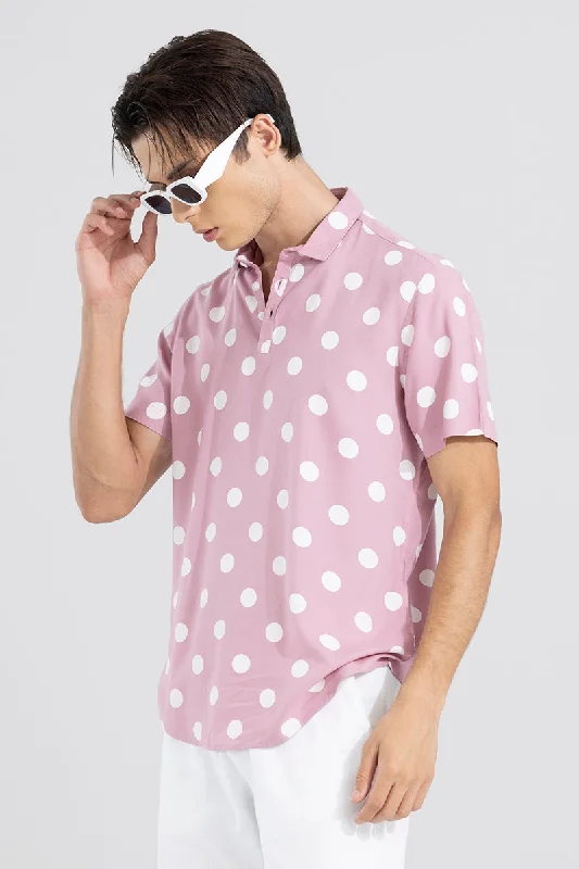 Polka Dotted Pink Polo T-Shirt