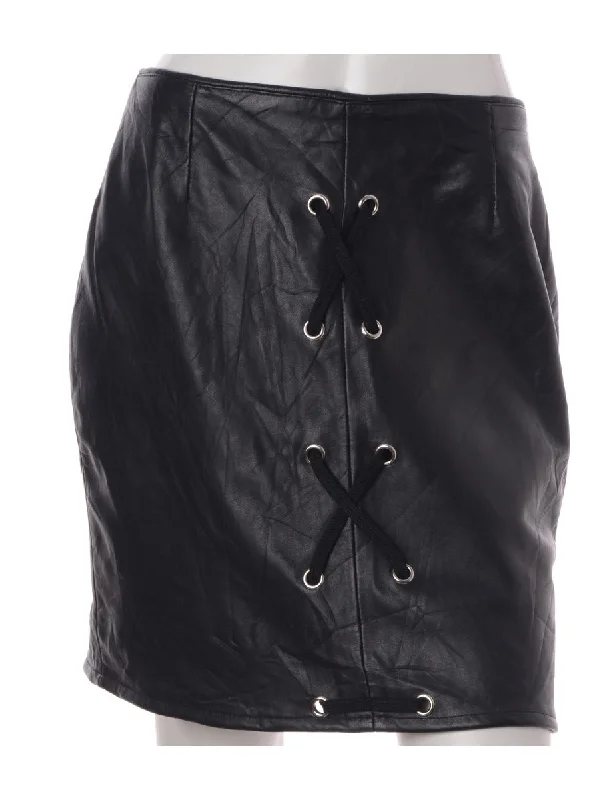 Label Scarlet Lace Up Leather Skirt