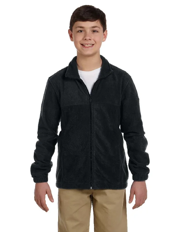 Harriton Youth Full-Zip Fleece | Black