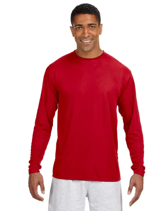 A4 Men's Cooling Performance Long Sleeve T-Shirt | Scarlet