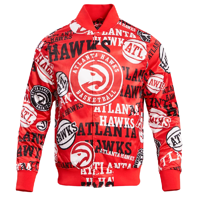 NBA ATLANTA HAWKS AOP MEN'S SATIN JACKET (RED)