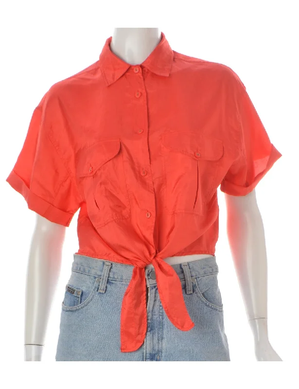 Label Red Tie Front Blouse