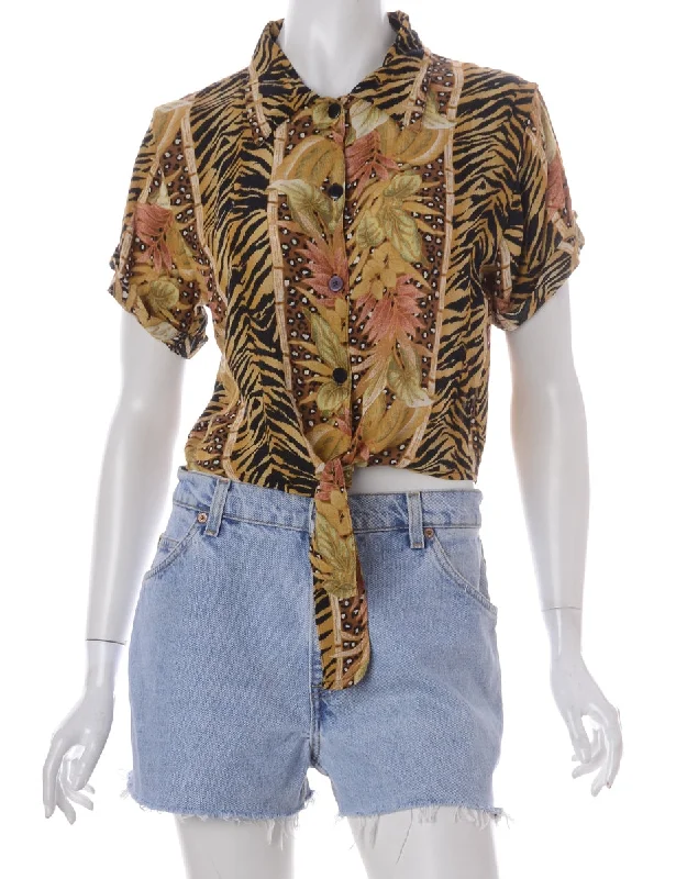 Label Peggy S/S Print tie Blouse