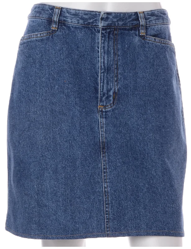 Label Short Stone Wash Denim Skirt