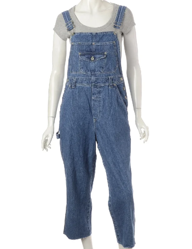 Label Pinafore Cropped Dungarees