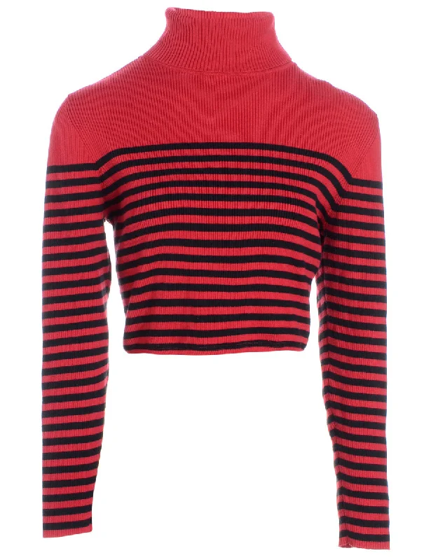 Label Red Cropped Ribbed Knit