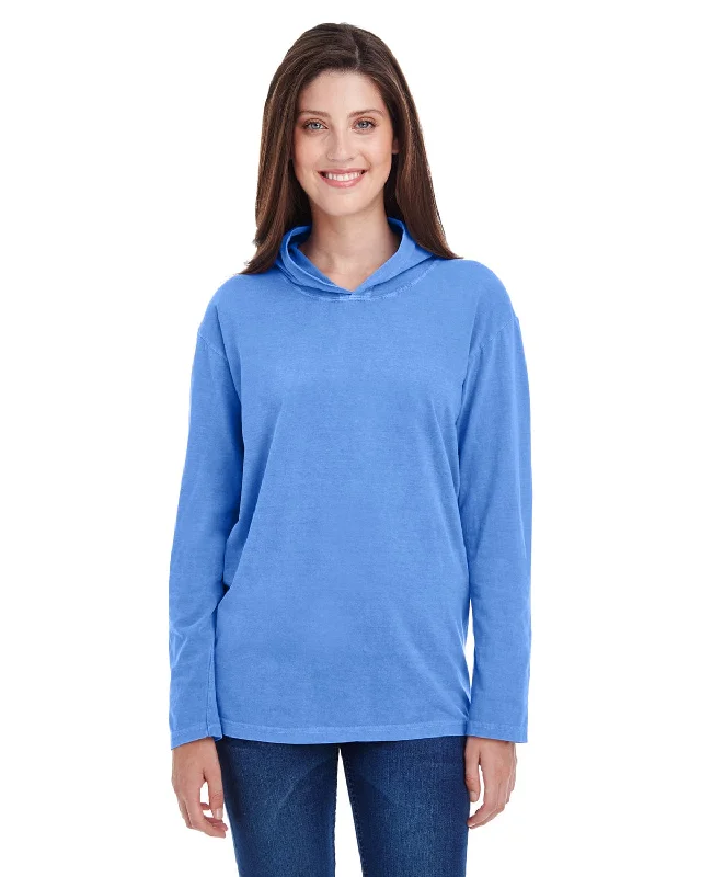 Comfort Colors Heavyweight Long Sleeve Hooded T-Shirt | Flo Blue