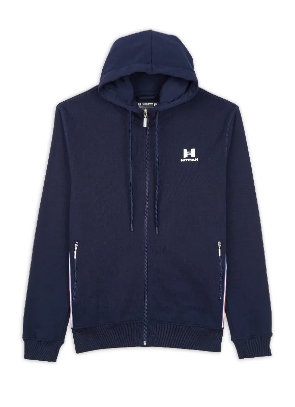 NAVY ZIP HOODIE- INTL TAPE