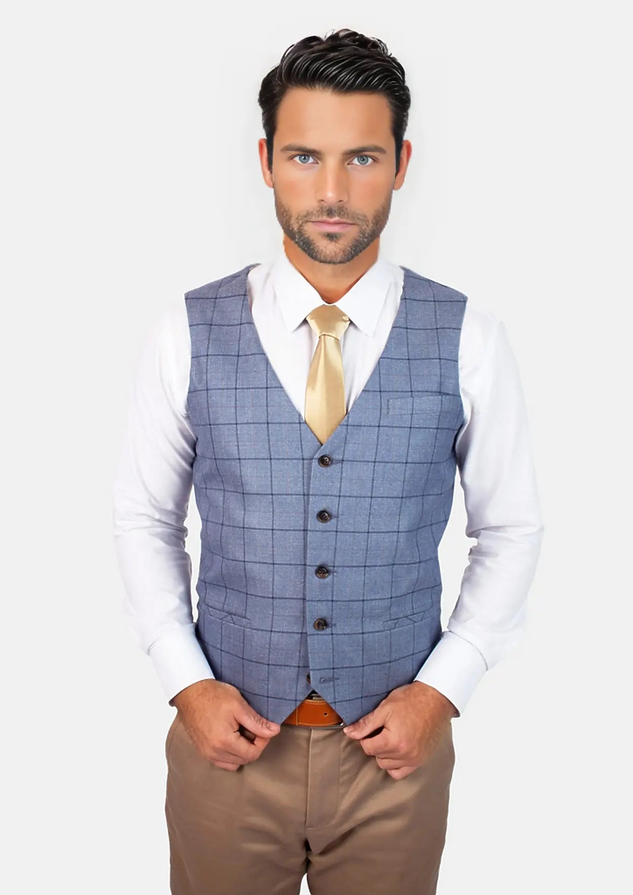 Carolina Blue Windowpane Vest