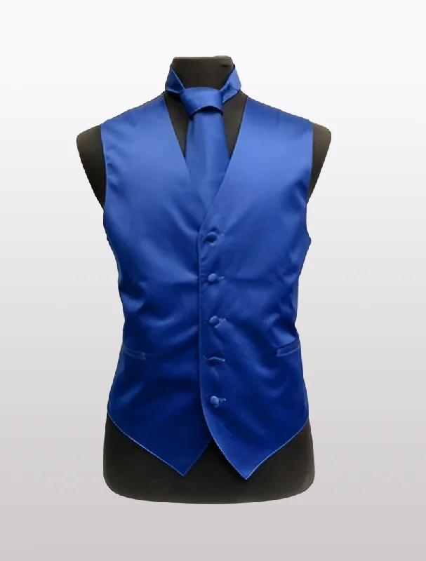 Men's Solid Satin Royal Blue Tuxedo Vest