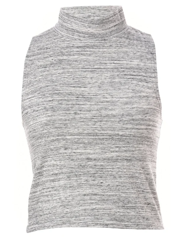 Label Sleeveless Mock Neck Crop Top