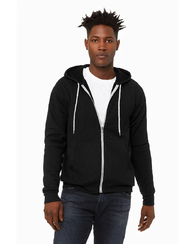 Bella+Canvas Unisex Poly-Cotton Fleece Full-Zip Hoodie | Black Heather