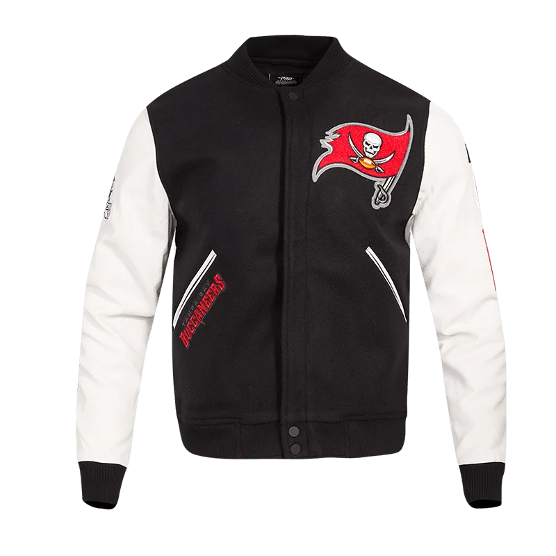 NFL TAMPA BAY BUCCANEERS CLASSIC WOOL MEN'S VARSITY JACKET (BLACK/WHITE)