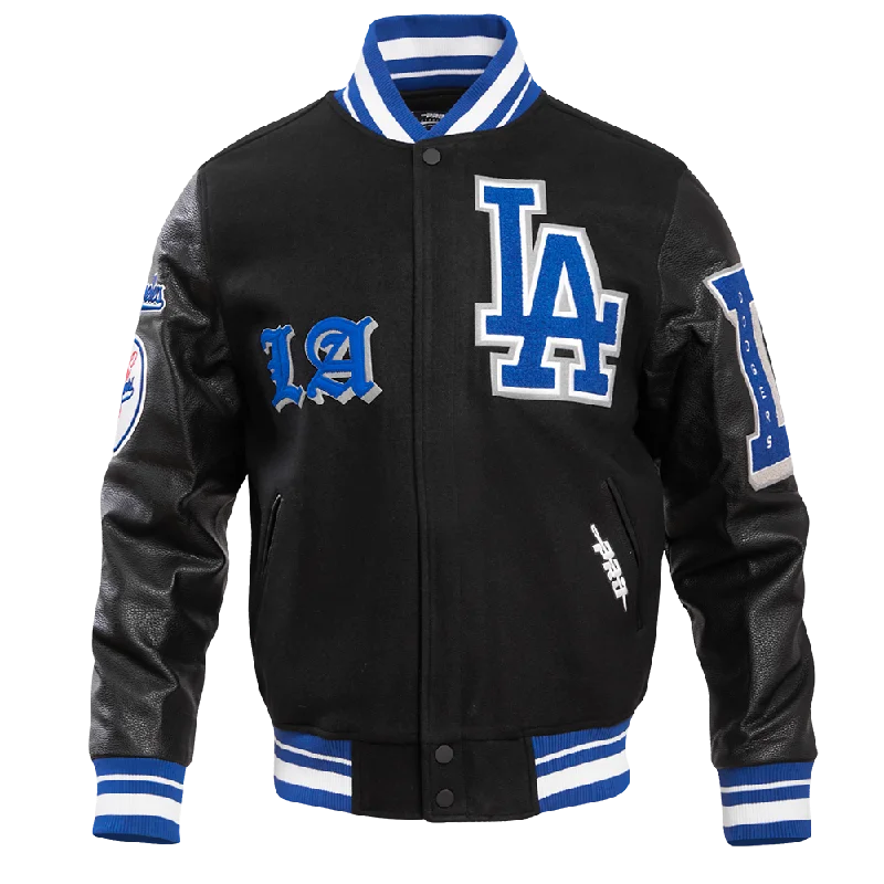 MLB LOS ANGELES DODGERS OLD ENGLISH WOOL MEN'S VARSITY JACKET (BLACK)