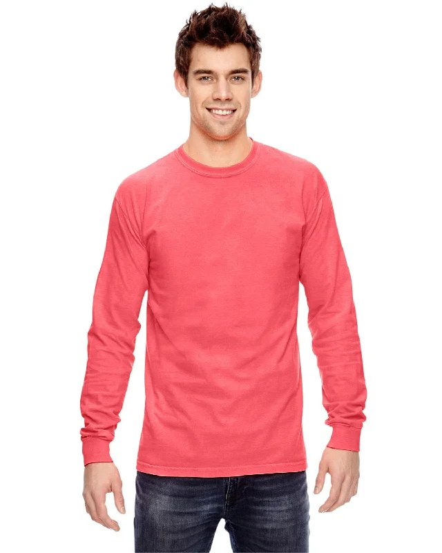 Comfort Colors Garment-Dyed Long Sleeve T-Shirt | Neon Red Orange