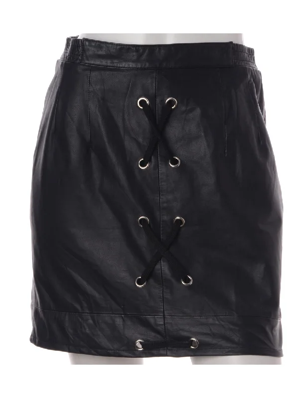 Label Scarlet Lace Up Leather Skirt