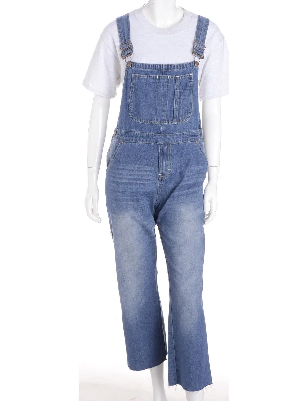 Label Pinafore Cropped Dungarees