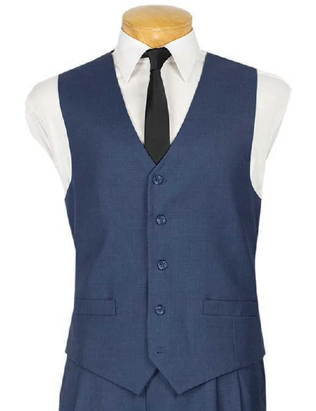 Vinci Slim Fit Single Breasted 5 Button Vest (Blue) OV-900