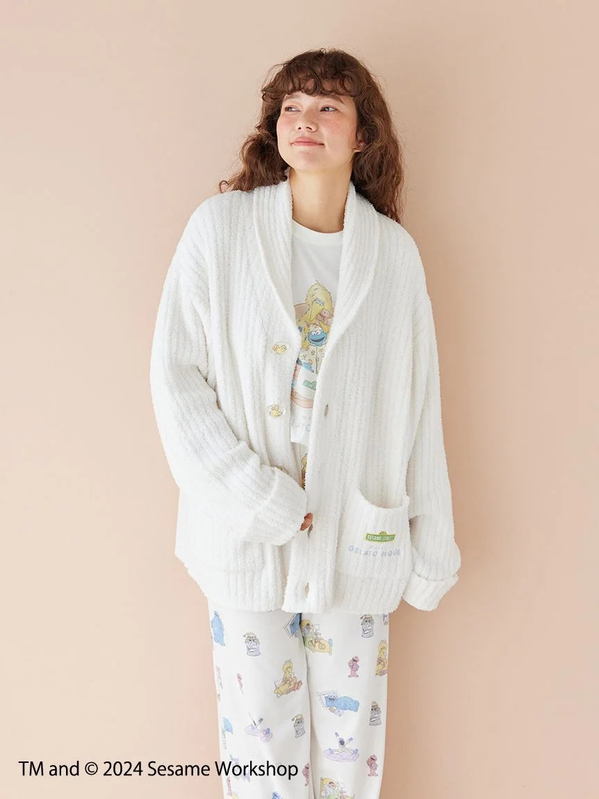 【SESAME STREET】【UNISEX】 Motif Jacquard Shawl Cardigan