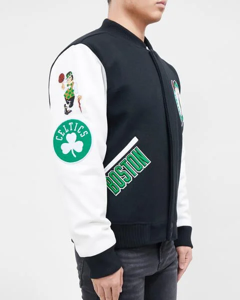 NBA BOSTON CELTICS CLASSIC WOOL MEN'S VARSITY JACKET (BLACK/WHITE)