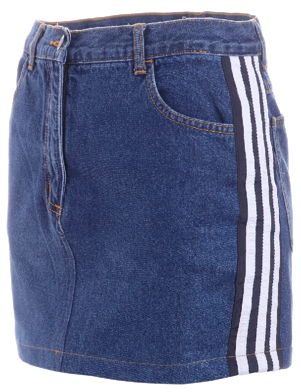 Label Steph Branded Stripe Denim Skirt