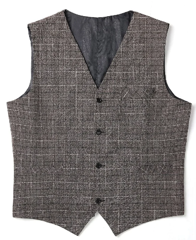 Formal Waistcoat Plaid V Neck Suit Vest