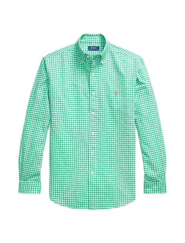 Polo Ralph Lauren Custom Fit Gingham Oxford Shirt Emerald/Wht