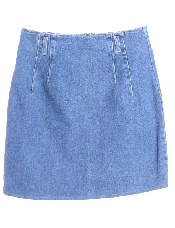 Label Short Denim Skirt