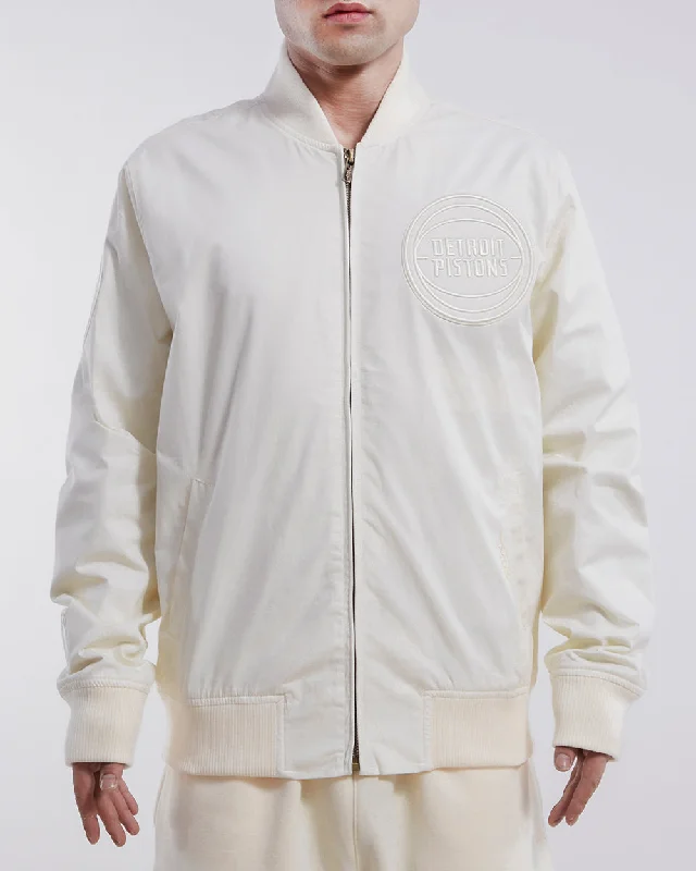 NBA DETROIT PISTONS NEUTRAL MEN'S TWILL JACKET (EGGSHELL)