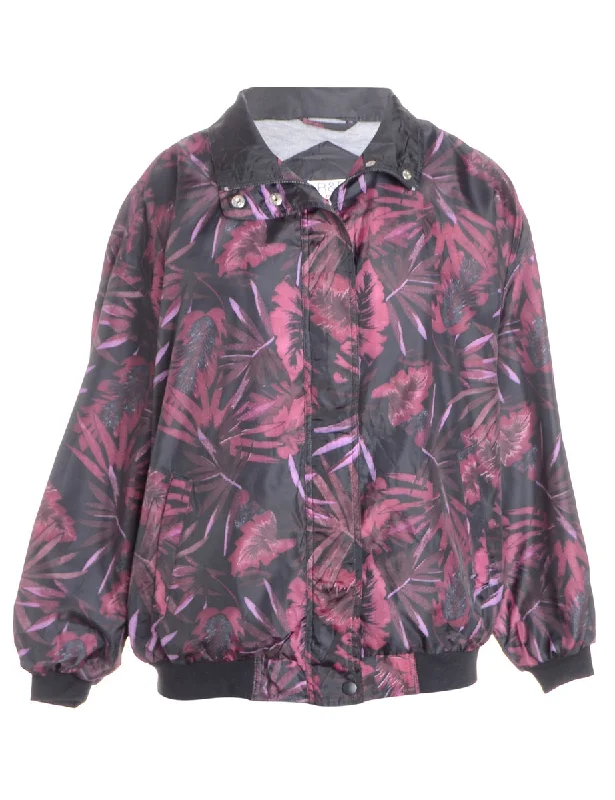 Label Patterned Bomber Jacket