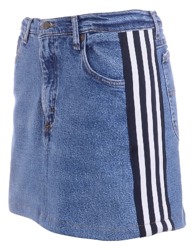 Label Steph Branded Stripe Denim Skirt