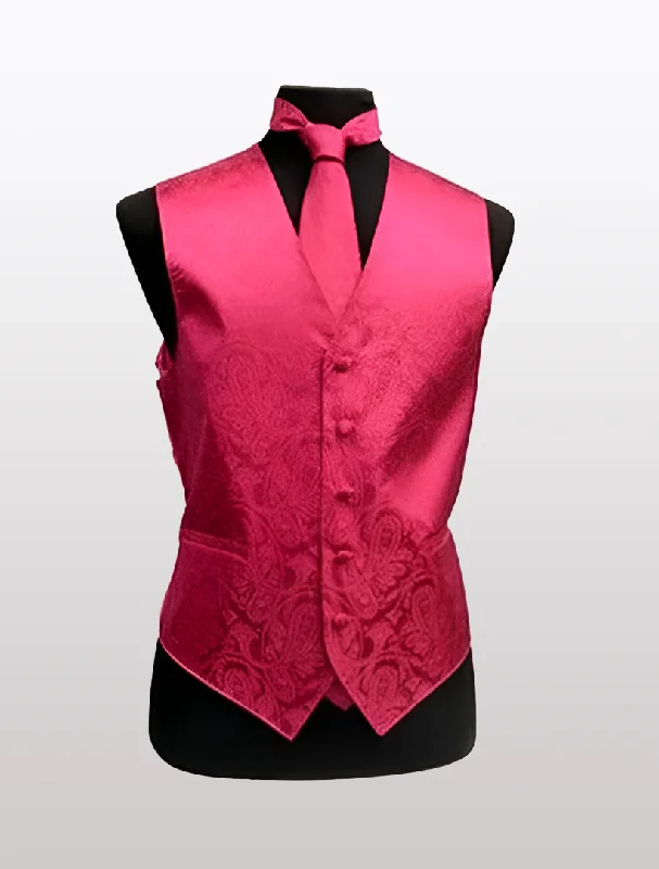 Men's Paisley Hot Pink Tuxedo Vest