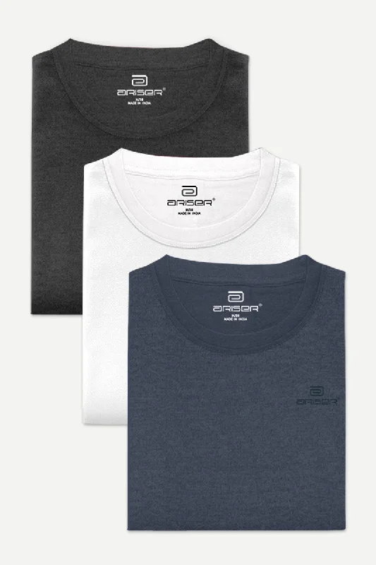 Round Neck -  T-Shirt Pack Of 3 Combo For Men | Ariser