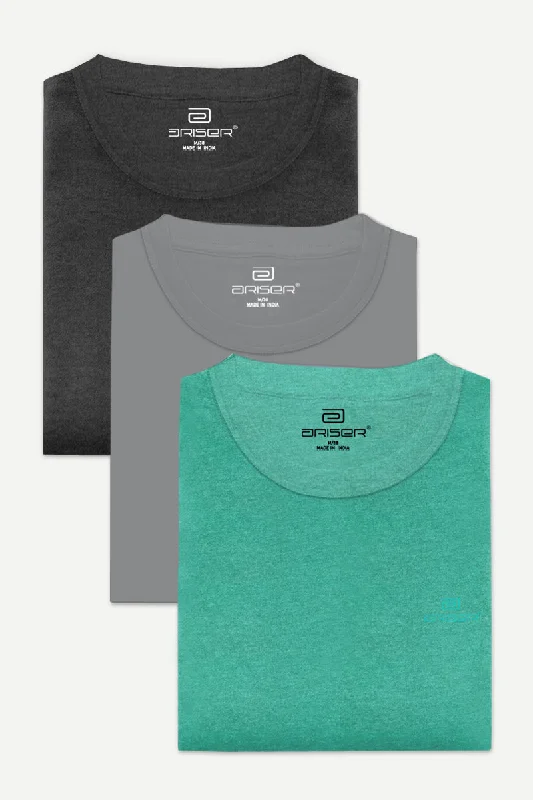 Round Neck -  Solid T-Shirt Pack Of 3 Combo For Men | Ariser