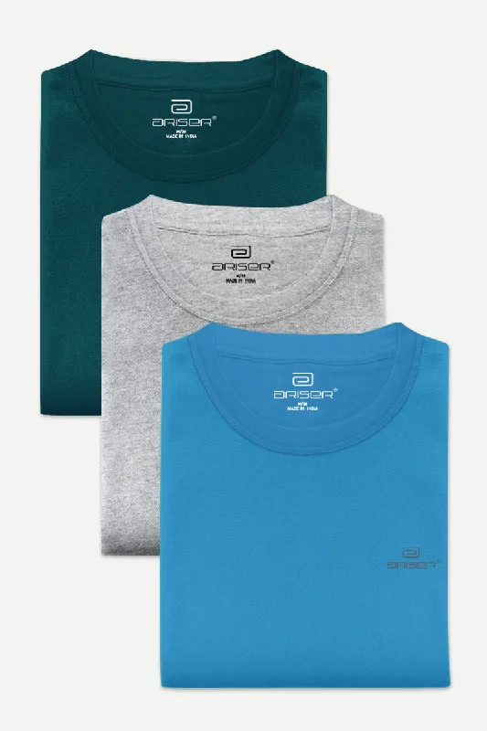 Round Neck - Solid T-Shirt Pack Of 3 Combo For Men | Ariser