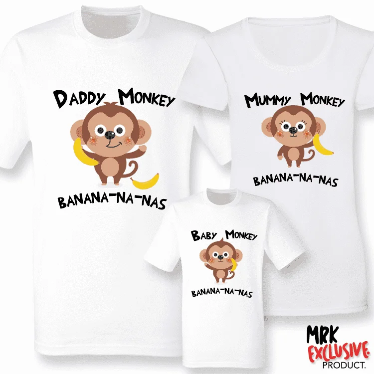 Baby Monkey Song -  Family Matching T-Shirts - White (MRK X)