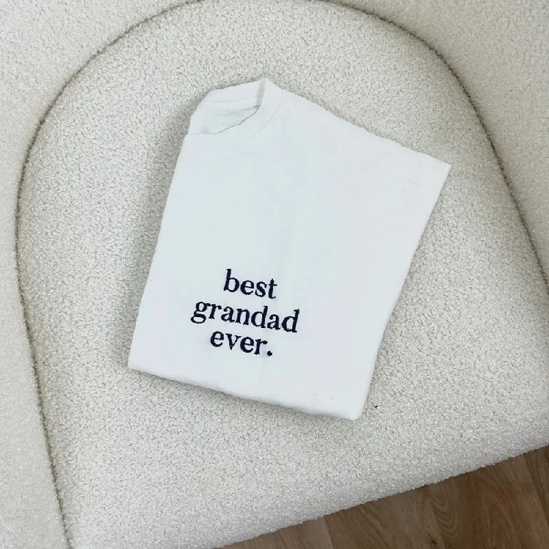 Best Grandad Ever White/Navy Embroidered Pocket Logo T-shirt