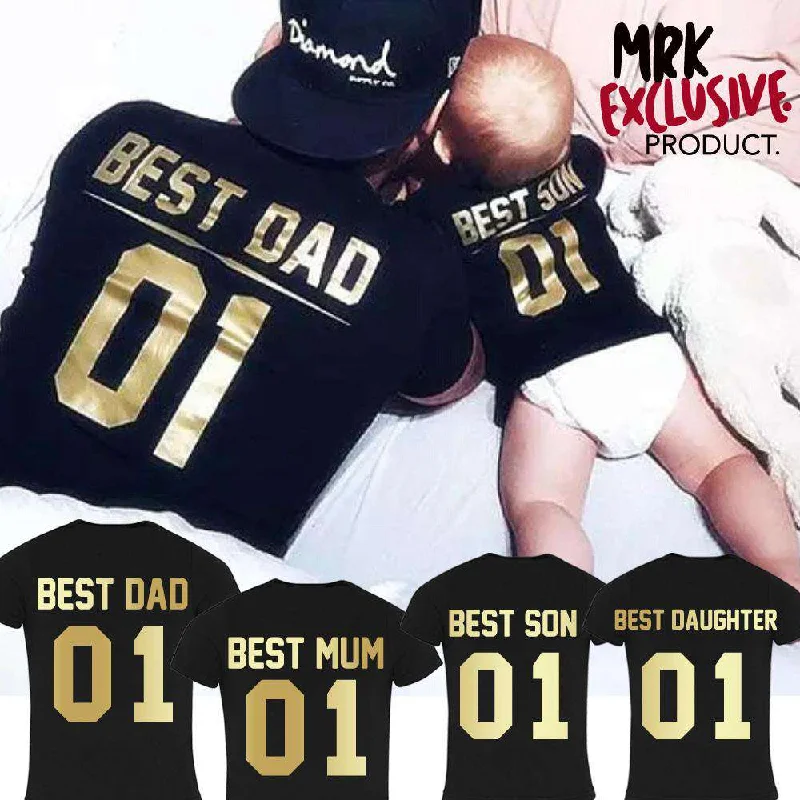 Choose Your Number Best Family Black/Gold Matching Tees (MRK X)